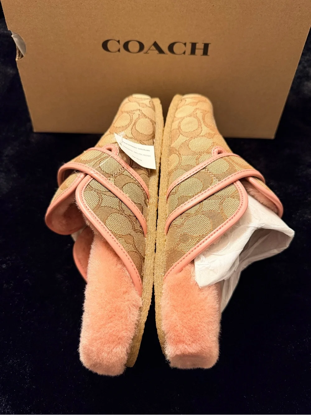 Coach Ashton Clog Signature Jacquard Tan/Pink Petal Size 8 New Box CW680